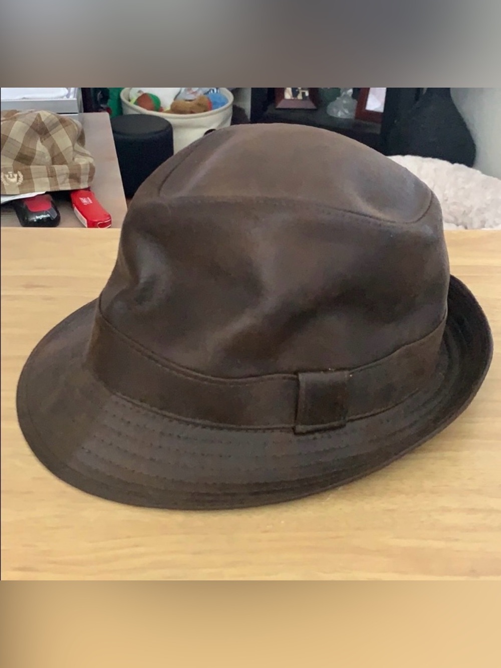 Henschel Hat Co Homberg Ultrasuede Fedora Hat Distressed Brown NWT Sz Medium